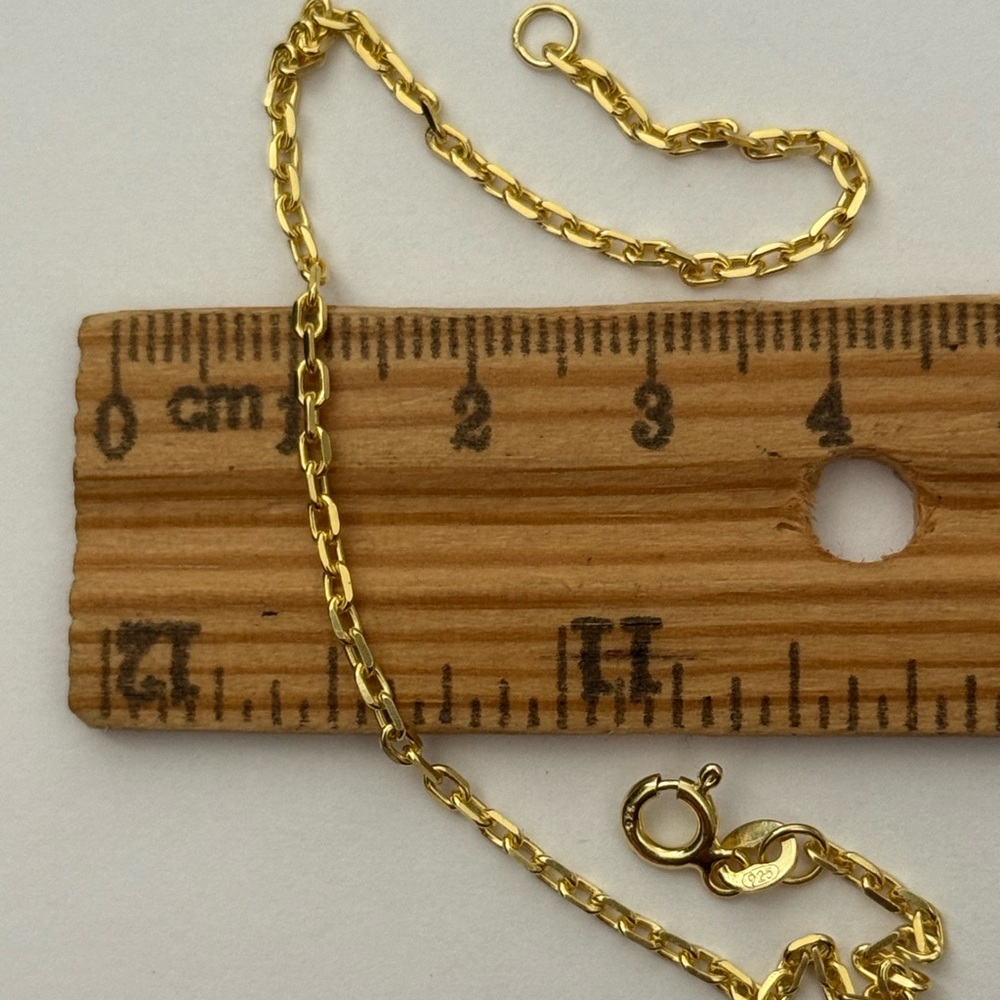 925 Silver 7.5β 2mm bracelet link chain 18k yellow gold plated Unisex - Picture 2 of 2